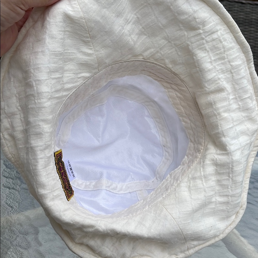 Scala White Bucket Hat with Brown Accents - Picture 8 of 8
